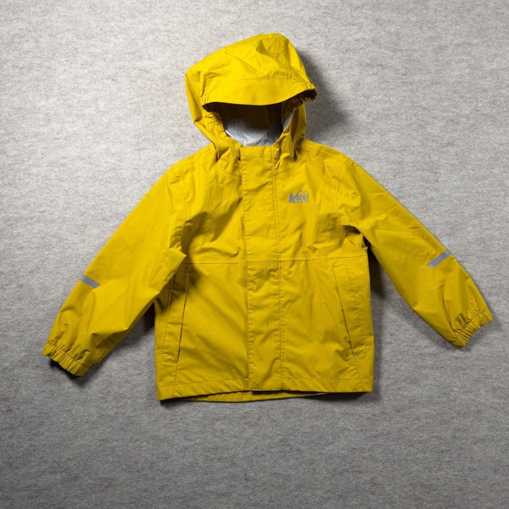 REI Co-op Rainier Rain Jacket Kids 2T Yellow Waterproof Hooded Shell Ripstop